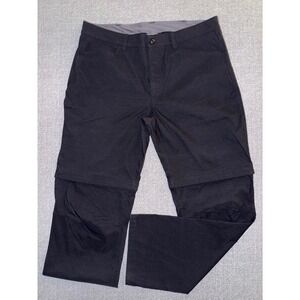 Eddie Bauer Mens Convertible Tech Pant Black 36x32 Hiking Zip Off Shorts Shants